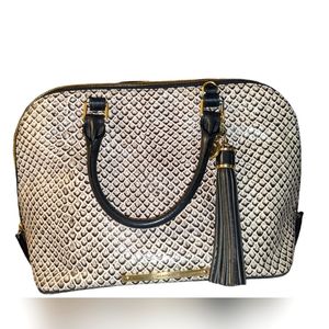 PURSE Brahmin Vivian Dome Purse Tote black/white snake skin look.  100% leather